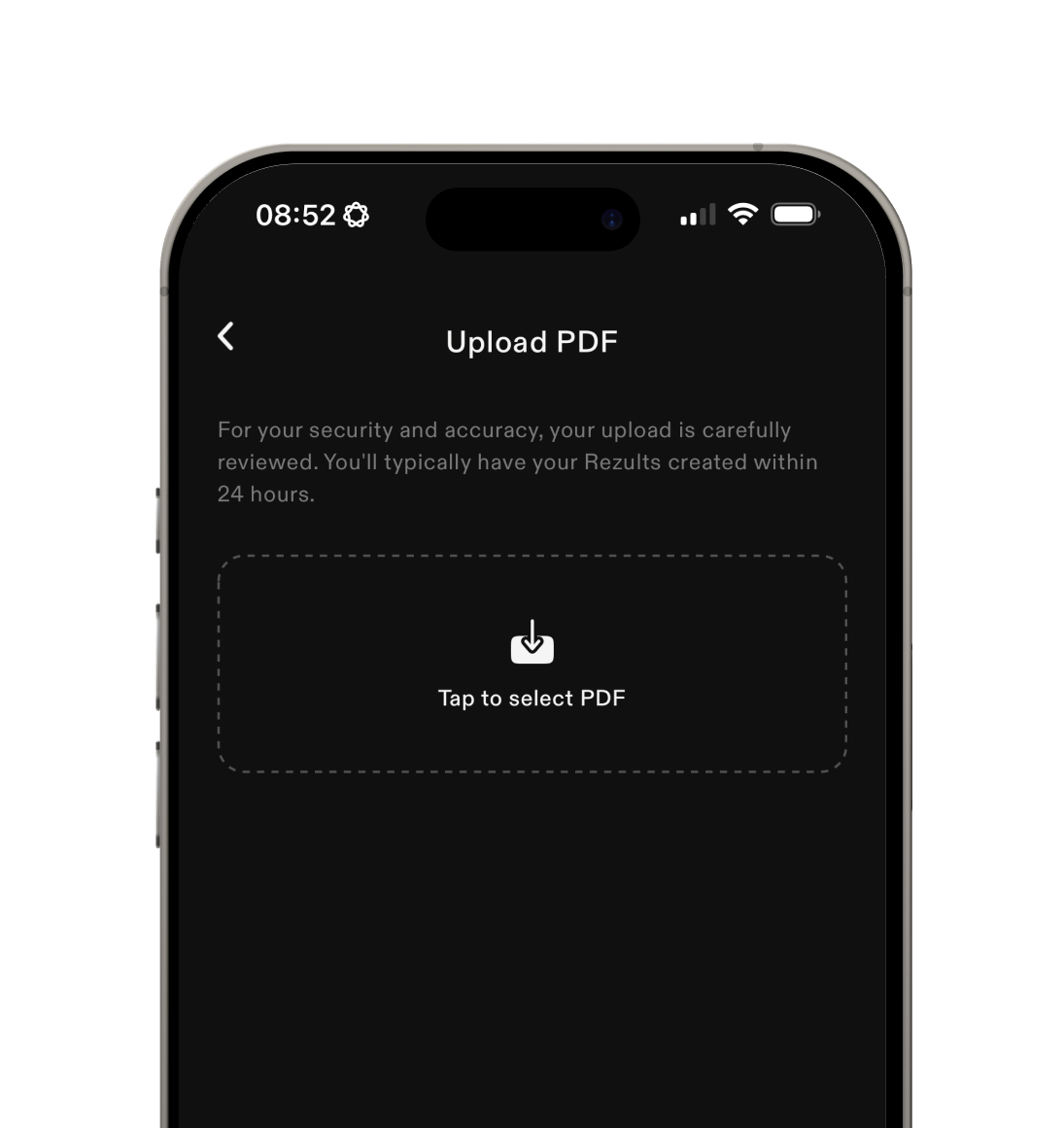 Subir un PDF de tus resultados de ITS en la app Zults