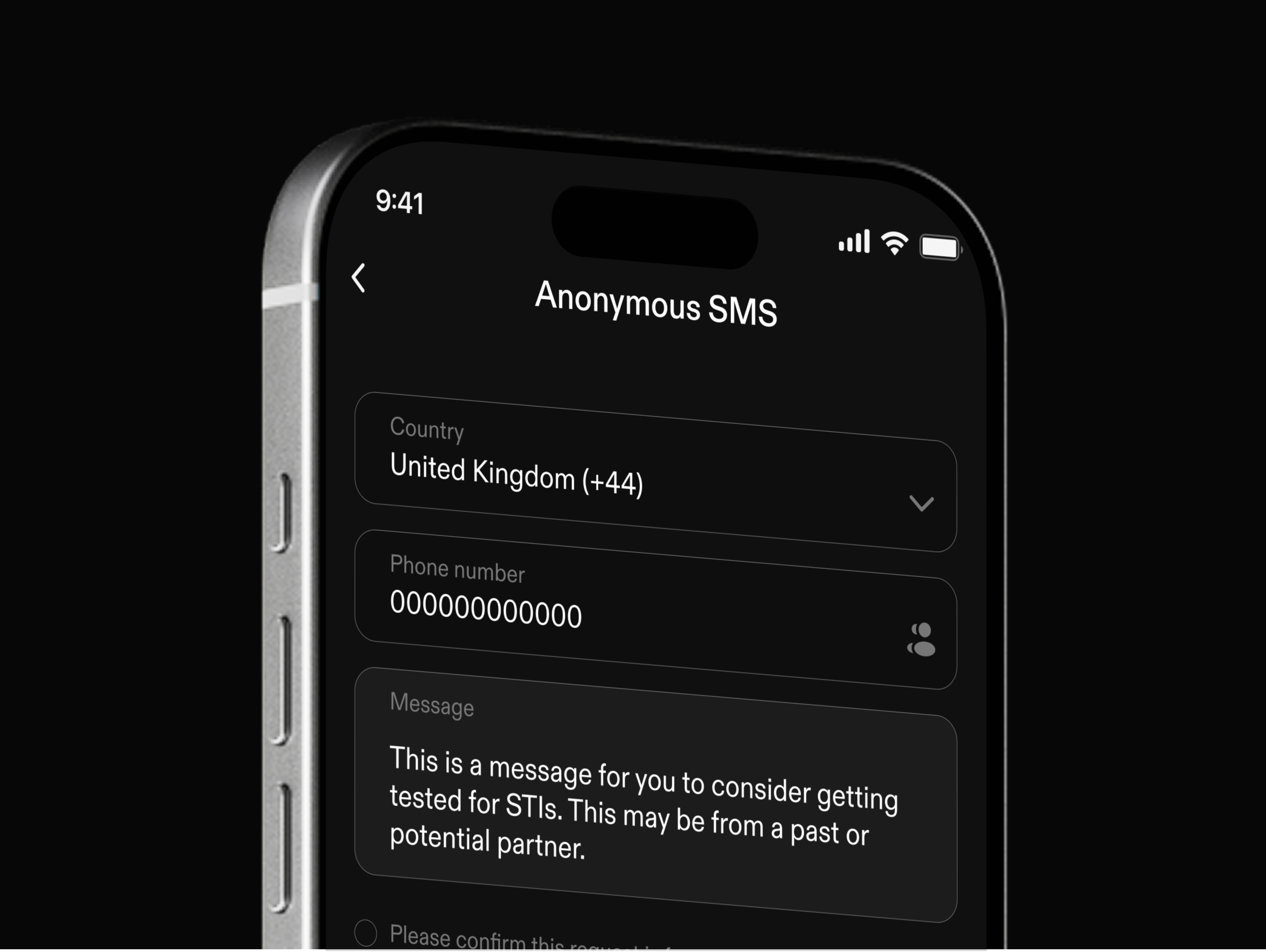 Anonymous SMS compose screen preview